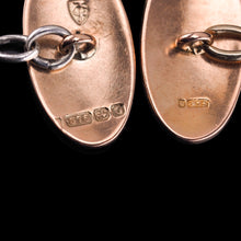 Load image into Gallery viewer, Antique Gold Cufflinks with Blue Guilloche Enamel 9ct Gold & Sterling Silver - Victorian c.1863