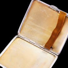 Load image into Gallery viewer, Sterling Silver Cigarette Case with Green Sunburst Enamel Guilloche - Joseph Gloster 1933