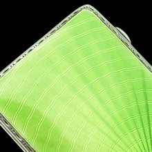 Load image into Gallery viewer, Sterling Silver Cigarette Case with Green Sunburst Enamel Guilloche - Joseph Gloster 1933