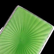 Load image into Gallery viewer, Sterling Silver Cigarette Case with Green Sunburst Enamel Guilloche - Walker & Hall 1937