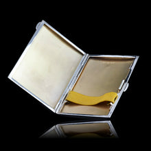 Load image into Gallery viewer, Sterling Silver Cigarette Case with Green Sunburst Enamel Guilloche - Walker & Hall 1937