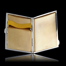 Load image into Gallery viewer, Sterling Silver Cigarette Case with Green Sunburst Enamel Guilloche - Walker & Hall 1937