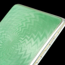 Load image into Gallery viewer, Sterling Silver Cigarette Case with Green Enamel Guilloche - William Neale & Son Ltd 1929