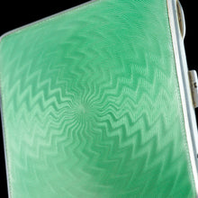 Load image into Gallery viewer, Sterling Silver Cigarette Case with Green Enamel Guilloche - William Neale & Son Ltd 1929