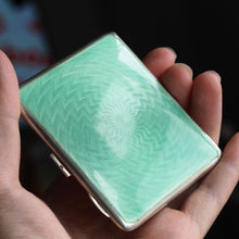 Load image into Gallery viewer, Sterling Silver Cigarette Case with Green Enamel Guilloche - William Neale & Son Ltd 1929