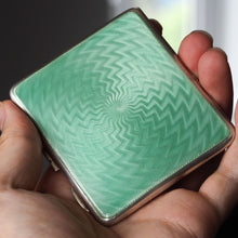 Load image into Gallery viewer, Sterling Silver Cigarette Case with Green Enamel Guilloche - William Neale & Son Ltd 1929
