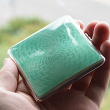 Load image into Gallery viewer, Sterling Silver Cigarette Case with Green Enamel Guilloche - William Neale & Son Ltd 1929