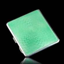 Load image into Gallery viewer, Sterling Silver Cigarette Case with Green Enamel Guilloche - William Neale & Son Ltd 1929