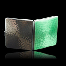 Load image into Gallery viewer, Sterling Silver Cigarette Case with Green Enamel Guilloche - William Neale & Son Ltd 1929