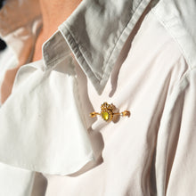 Load image into Gallery viewer, Antique Victorian Chalcedony Brooch with Seed Pearls 15ct Gold Heart Shaped Cabochon - c.1890