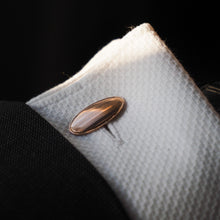 Load image into Gallery viewer, Antique Gold Cufflinks with Blue Guilloche Enamel 9ct Gold & Sterling Silver - Victorian c.1863