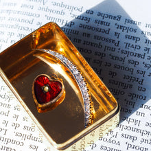 Load image into Gallery viewer, Antique Victorian Puffy Heart Pendant Necklace Red & White Enamel 9K - c.1900