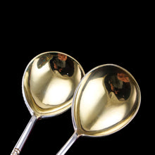 Load image into Gallery viewer, Antique Imperial Russian Solid Silver Pair of Spoons with Cloisonne Enamel - Vasily Agafonov c.1882-1899