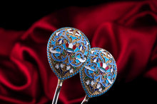 Load image into Gallery viewer, Antique Imperial Russian Solid Silver Pair of Spoons with Cloisonne Enamel - Vasily Agafonov c.1882-1899