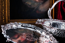 Load image into Gallery viewer, A Magnificent Antique Georgian Solid Silver Salver with Rococo Vine and Figural Mask Decorations - London 1742