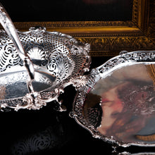 Load image into Gallery viewer, A Magnificent Antique Georgian Solid Silver Salver with Rococo Vine and Figural Mask Decorations - London 1742