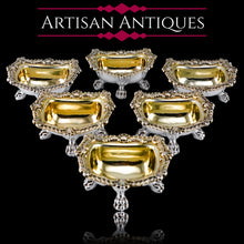 Load image into Gallery viewer, Magnificent Antique Georgian Solid Silver Salt Cellars Set of 6 Regency Design - S & C Younge & Co 1814/16