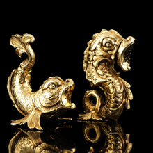 Load image into Gallery viewer, Sterling Silver Gilt Salt and Pepper Shakers in the form of Fish/Dolphin
