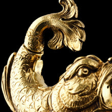 Load image into Gallery viewer, Sterling Silver Gilt Salt and Pepper Shakers in the form of Fish/Dolphin