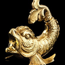 Load image into Gallery viewer, Sterling Silver Gilt Salt and Pepper Shakers in the form of Fish/Dolphin