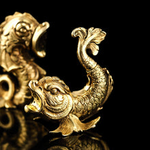 Load image into Gallery viewer, Sterling Silver Gilt Salt and Pepper Shakers in the form of Fish/Dolphin