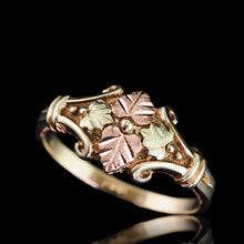 Load image into Gallery viewer, Tri-Colour Gold Ring with Foliate Motifs 9K Gold