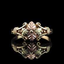 Load image into Gallery viewer, Tri-Colour Gold Ring with Foliate Motifs 9K Gold