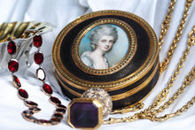 Load image into Gallery viewer, Antique French Gold Mounted Circular Snuff/Tobacco Box, Portrait of a Lady in the Manner of Cosway - 18th c.
