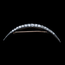 Load image into Gallery viewer, Antique Victorian Diamond Brooch Crescent 14K Gold - c.1890