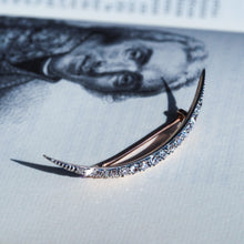 Load image into Gallery viewer, Antique Victorian Diamond Brooch Crescent 14K Gold - c.1890
