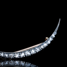 Load image into Gallery viewer, Antique Victorian Diamond Brooch Crescent 14K Gold - c.1890