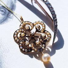 Load image into Gallery viewer, Antique Victorian Diamond & Pearl Pendant Necklace 14K Gold - c.1900