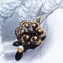 Load image into Gallery viewer, Antique Victorian Diamond & Pearl Pendant Necklace 14K Gold - c.1900