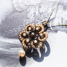 Load image into Gallery viewer, Antique Victorian Diamond & Pearl Pendant Necklace 14K Gold - c.1900