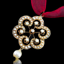 Load image into Gallery viewer, Antique Victorian Diamond & Pearl Pendant Necklace 14K Gold - c.1900