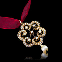 Load image into Gallery viewer, Antique Victorian Diamond & Pearl Pendant Necklace 14K Gold - c.1900