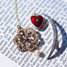 Load image into Gallery viewer, Antique Victorian Diamond & Pearl Pendant Necklace 14K Gold - c.1900