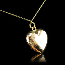 Load image into Gallery viewer, Antique Victorian Puffy Heart Pendant Necklace Red & White Enamel 9K - c.1900