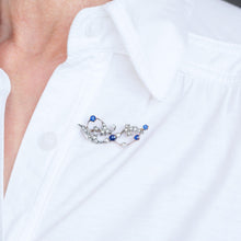 Load image into Gallery viewer, Antique Victorian Sapphire and Diamond Brooch with Foliate Motif 9K Gold- c.1880