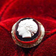 Load image into Gallery viewer, Antique 9ct Gold Purple Glass Figurehead Cameo - c.1910