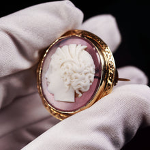 Load image into Gallery viewer, Antique 9ct Gold Purple Glass Figurehead Cameo - c.1910