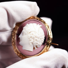 Load image into Gallery viewer, Antique 9ct Gold Purple Glass Figurehead Cameo - c.1910