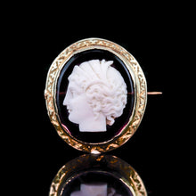Load image into Gallery viewer, Antique 9ct Gold Purple Glass Figurehead Cameo - c.1910