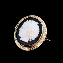 Load image into Gallery viewer, Antique 9ct Gold Purple Glass Figurehead Cameo - c.1910