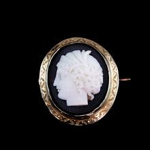Load image into Gallery viewer, Antique 9ct Gold Purple Glass Figurehead Cameo - c.1910