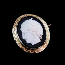 Load image into Gallery viewer, Antique 9ct Gold Purple Glass Figurehead Cameo - c.1910