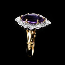 Load image into Gallery viewer, A Magnificent Vintage 18K Gold Large Amethyst & Diamond Marquise Ring