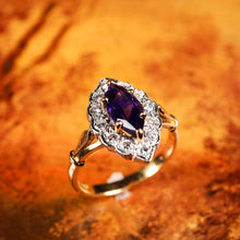 Load image into Gallery viewer, A Magnificent Vintage 18K Gold Large Amethyst & Diamond Marquise Ring