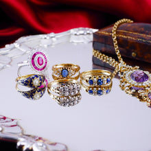 Load image into Gallery viewer, Antique Victorian 18K Gold Sapphire & Diamond Ring - c.1880