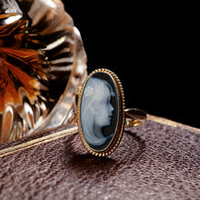 Load image into Gallery viewer, Vintage 9K Gold Agate Cameo Ring with Beautiful Figural Maiden Head - c.1980